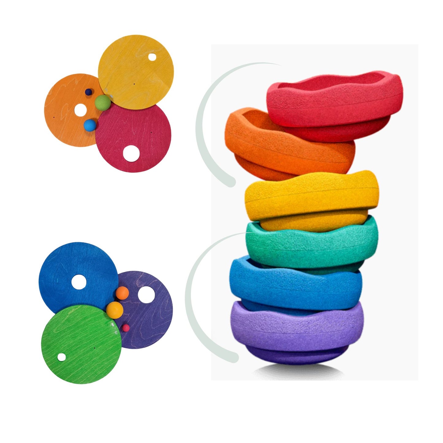 Grimm's x Stapelstein rolling discs cool rainbow