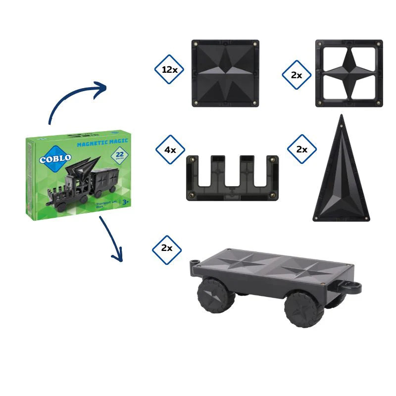 Coblo zwart 22 stuks inclusief 2 auto onderstellen