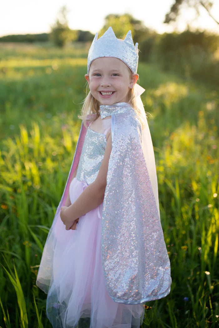 Omkeerbare sequins cape zilver/roze