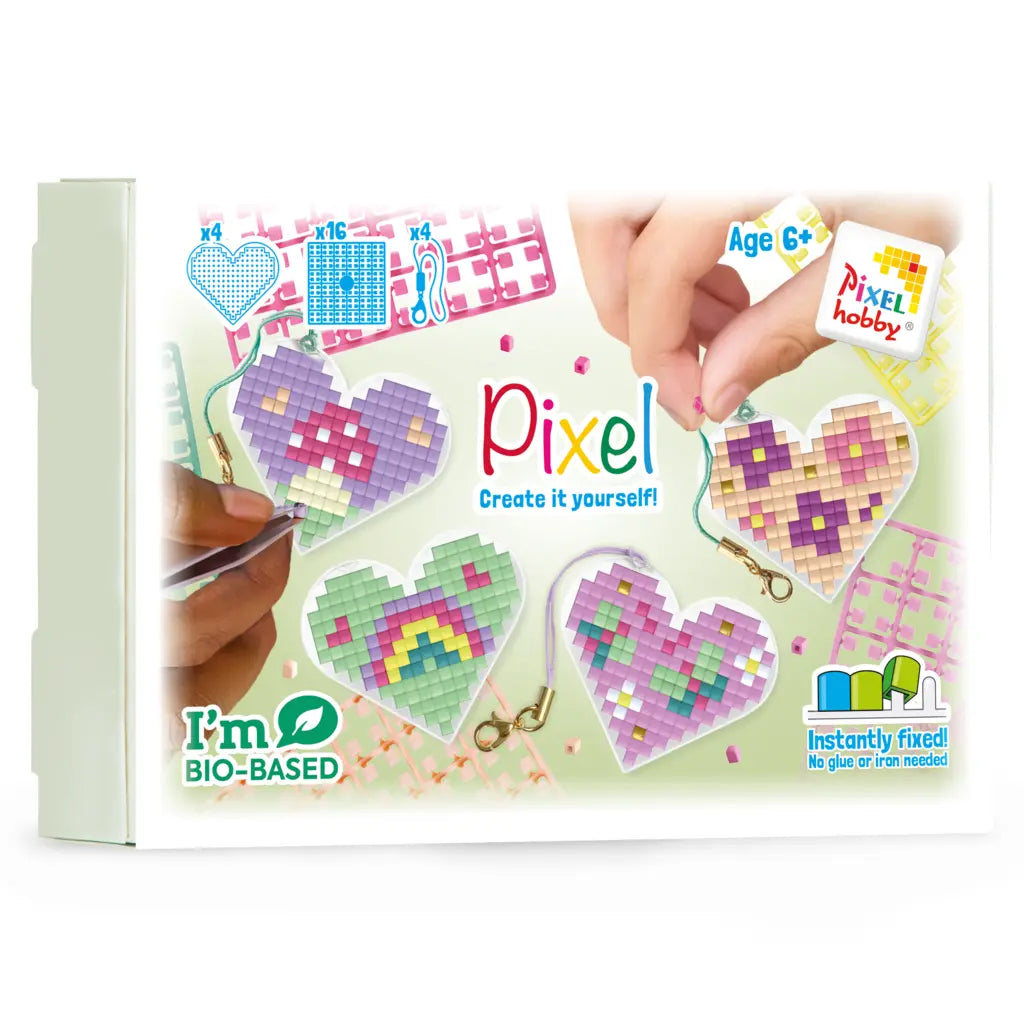 Pixel classic hartjes sleutelhangerset van 4 droomtuin