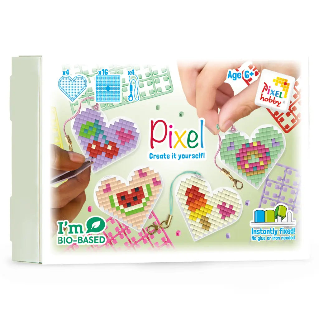 Pixel classic hartjes sleutelhangers set van 4 - snacks