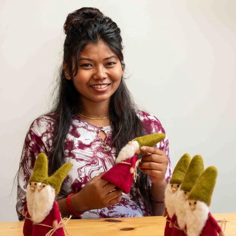 Decoratie kabouter indian summer burgundy