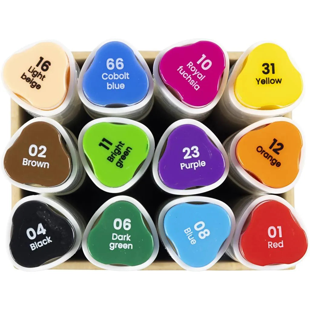 Tekenstift 2 diktes standaardkleuren 12 stuks