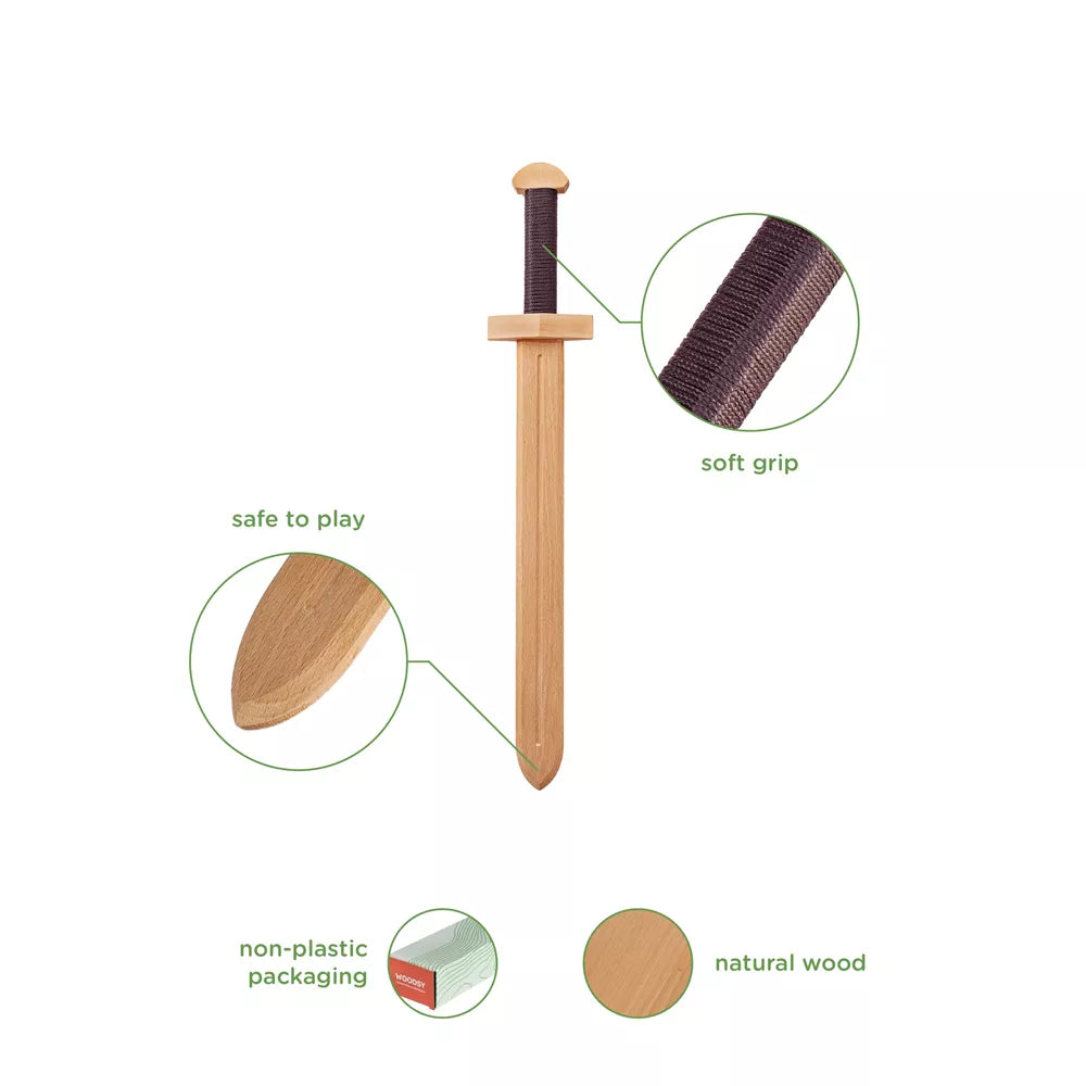 Houten zwaard met houder