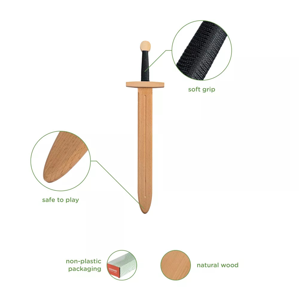 Houten zwaard groot met bruin handvat