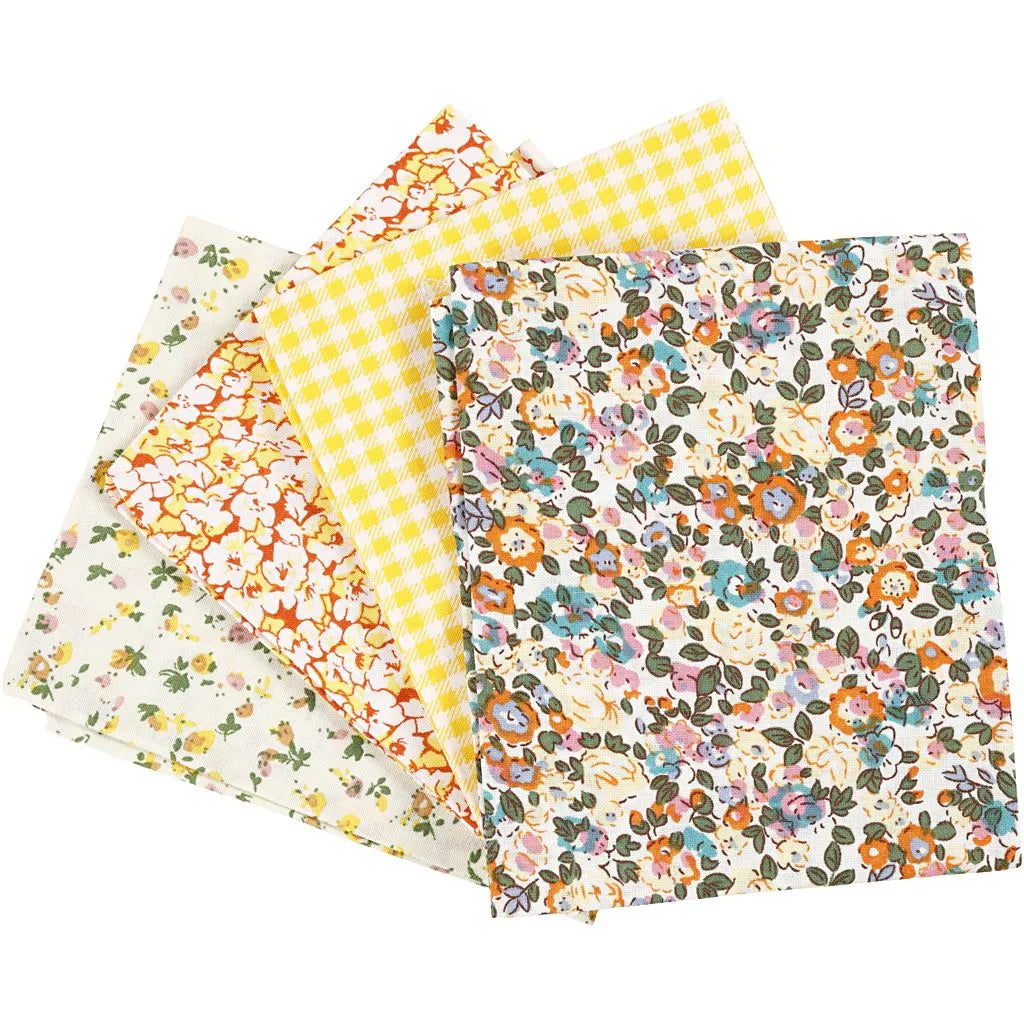 Patchwork stofset geel