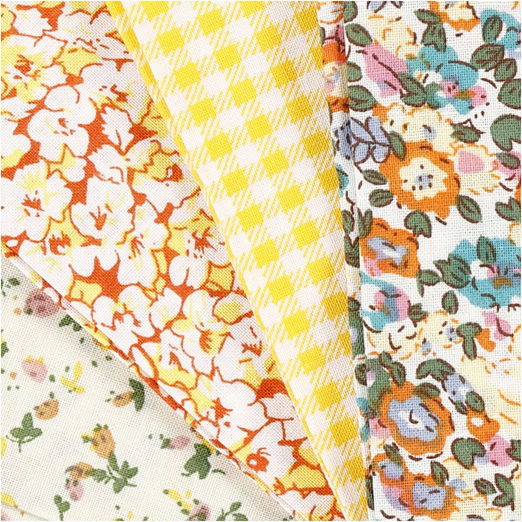 Patchwork stofset geel