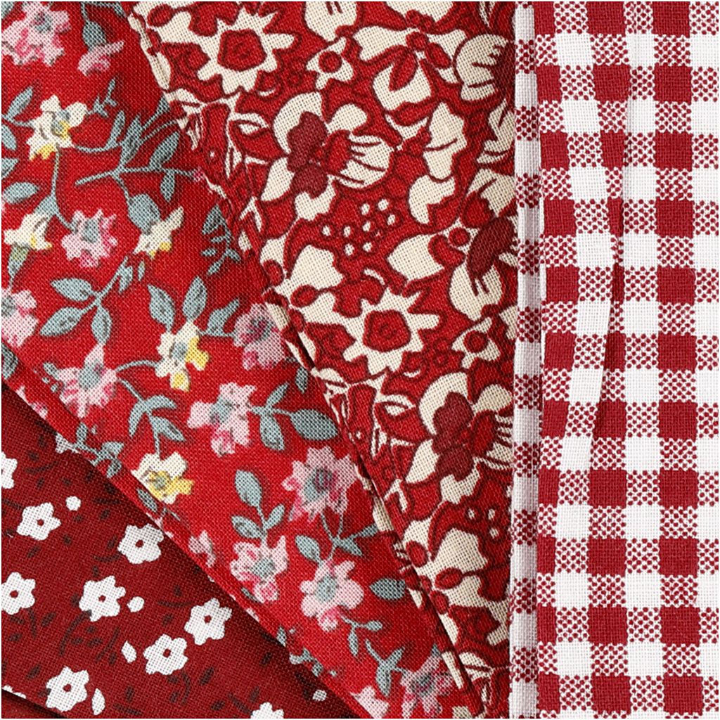 Patchwork stofset rood