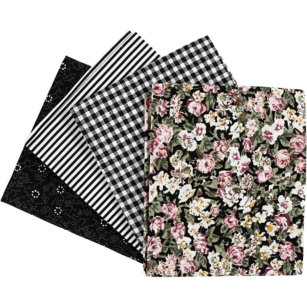 Patchwork stofset zwart