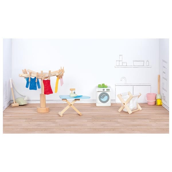 Goki poppenhuis accessoires waskamer