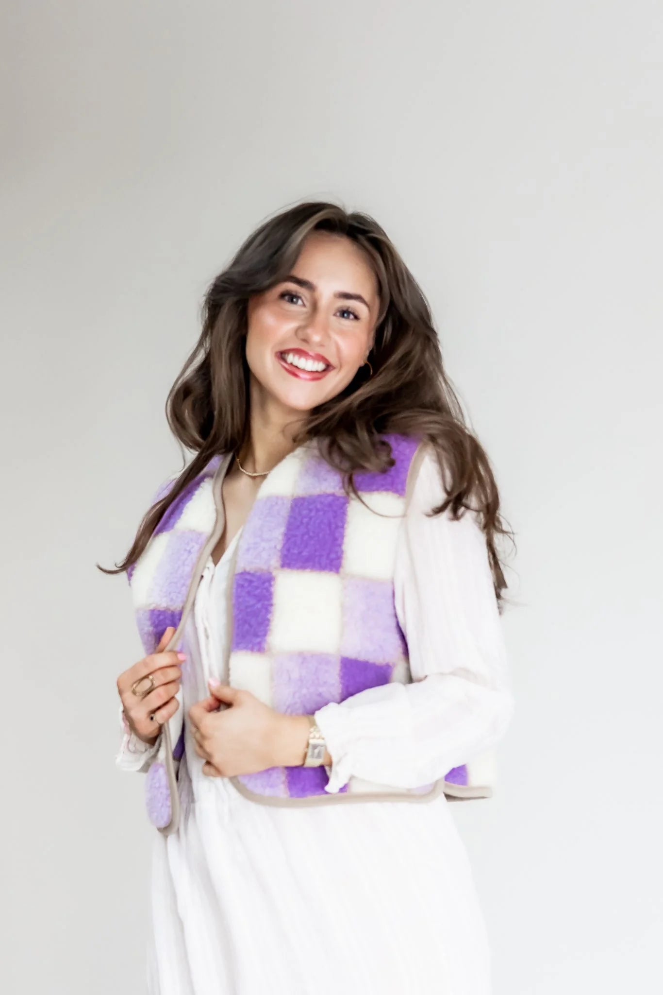 Alwero gilet camino lila checkered