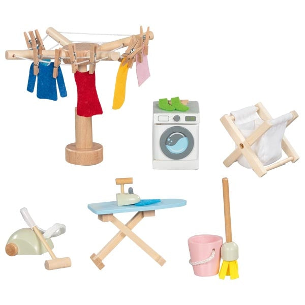 Goki poppenhuis accessoires waskamer