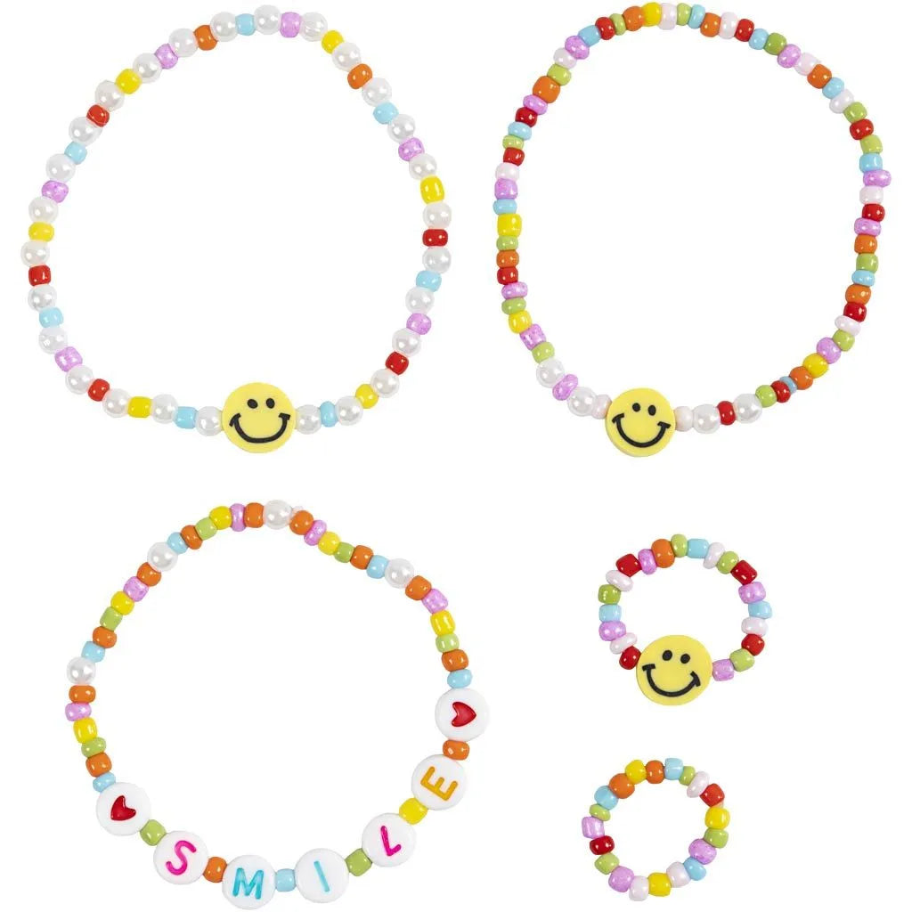 Mini hobbyset sieraden armband en ring smiley