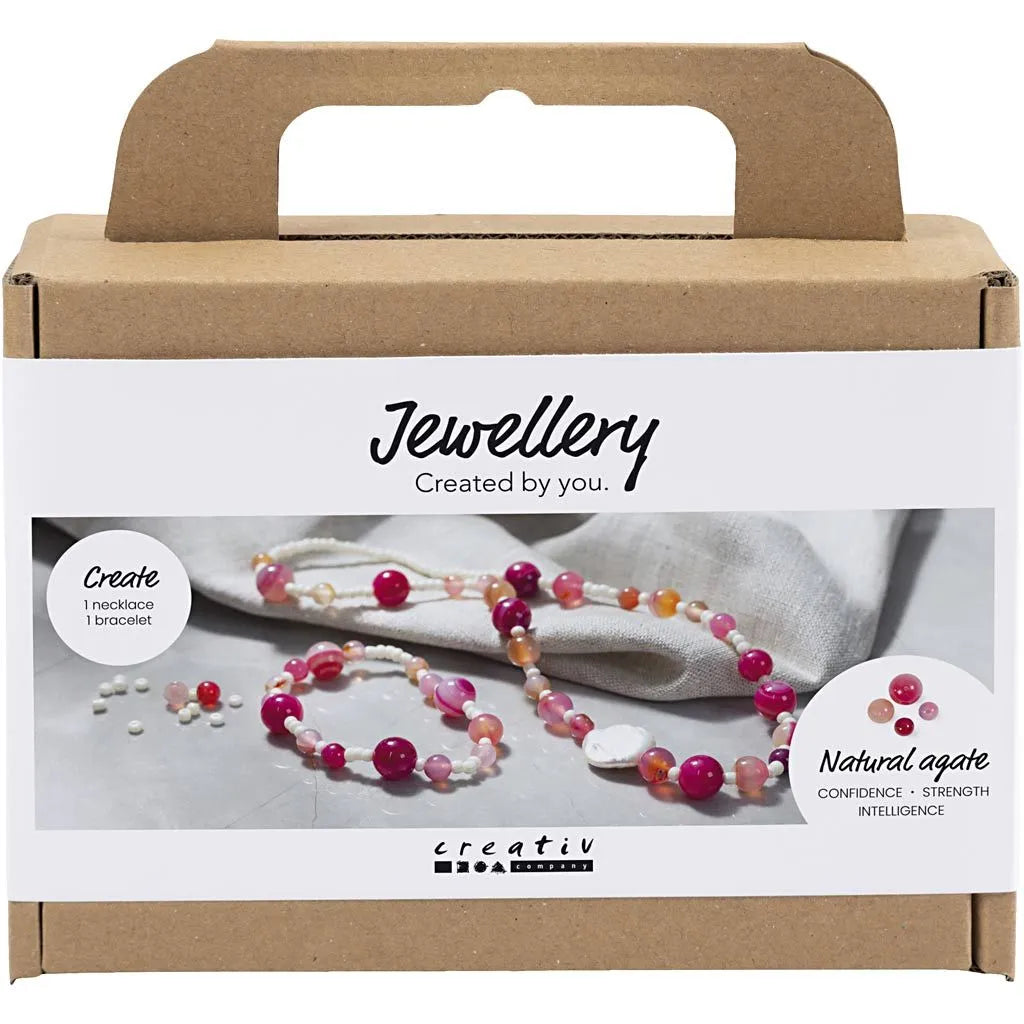 Mini hobbyset sieraden halsketting en armband roze