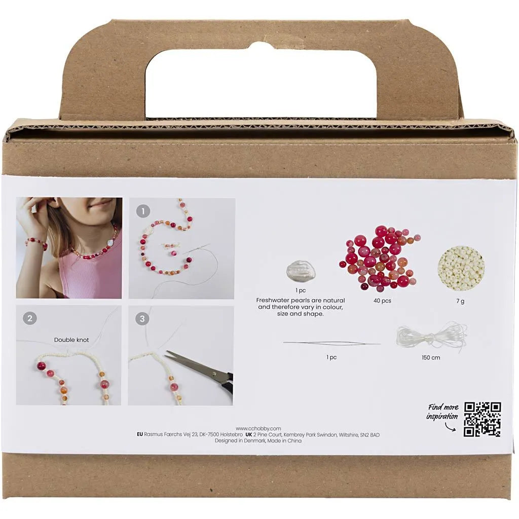 Mini hobbyset sieraden halsketting en armband roze