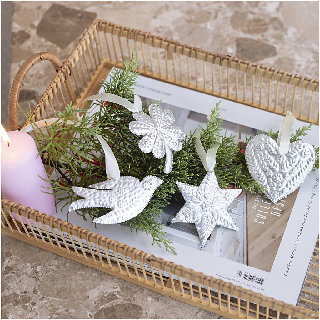 Mini hobbyset kerstdecoratie silver metal