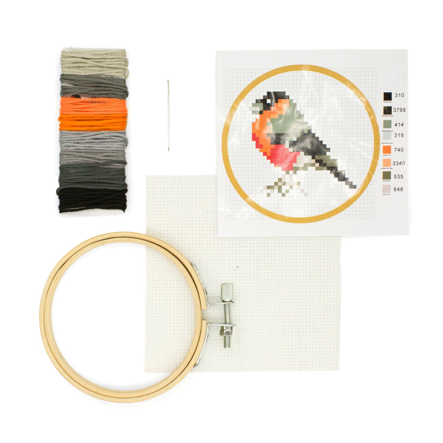 Mini cross stitch embroidery kit bird