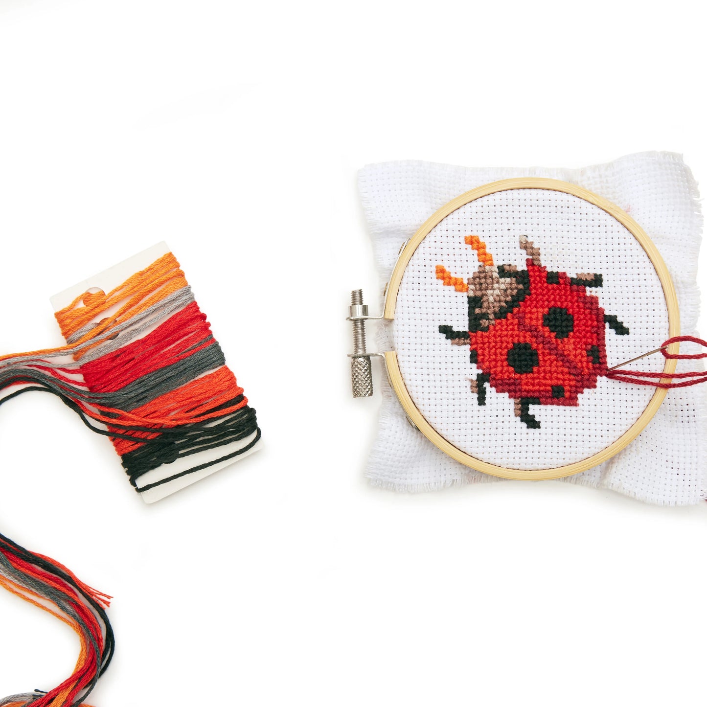 Mini cross stitch embroidery kit ladybug