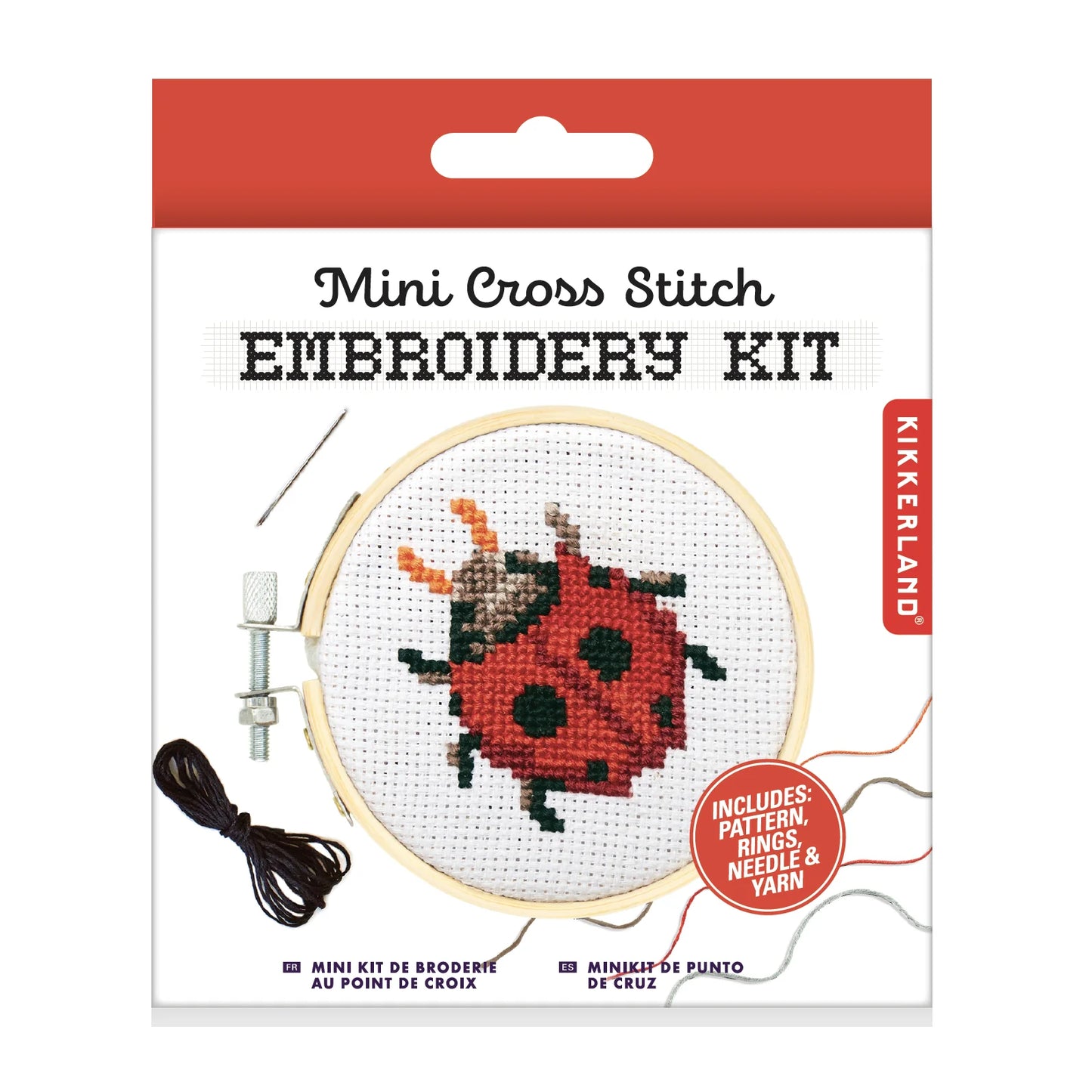 Mini cross stitch embroidery kit ladybug