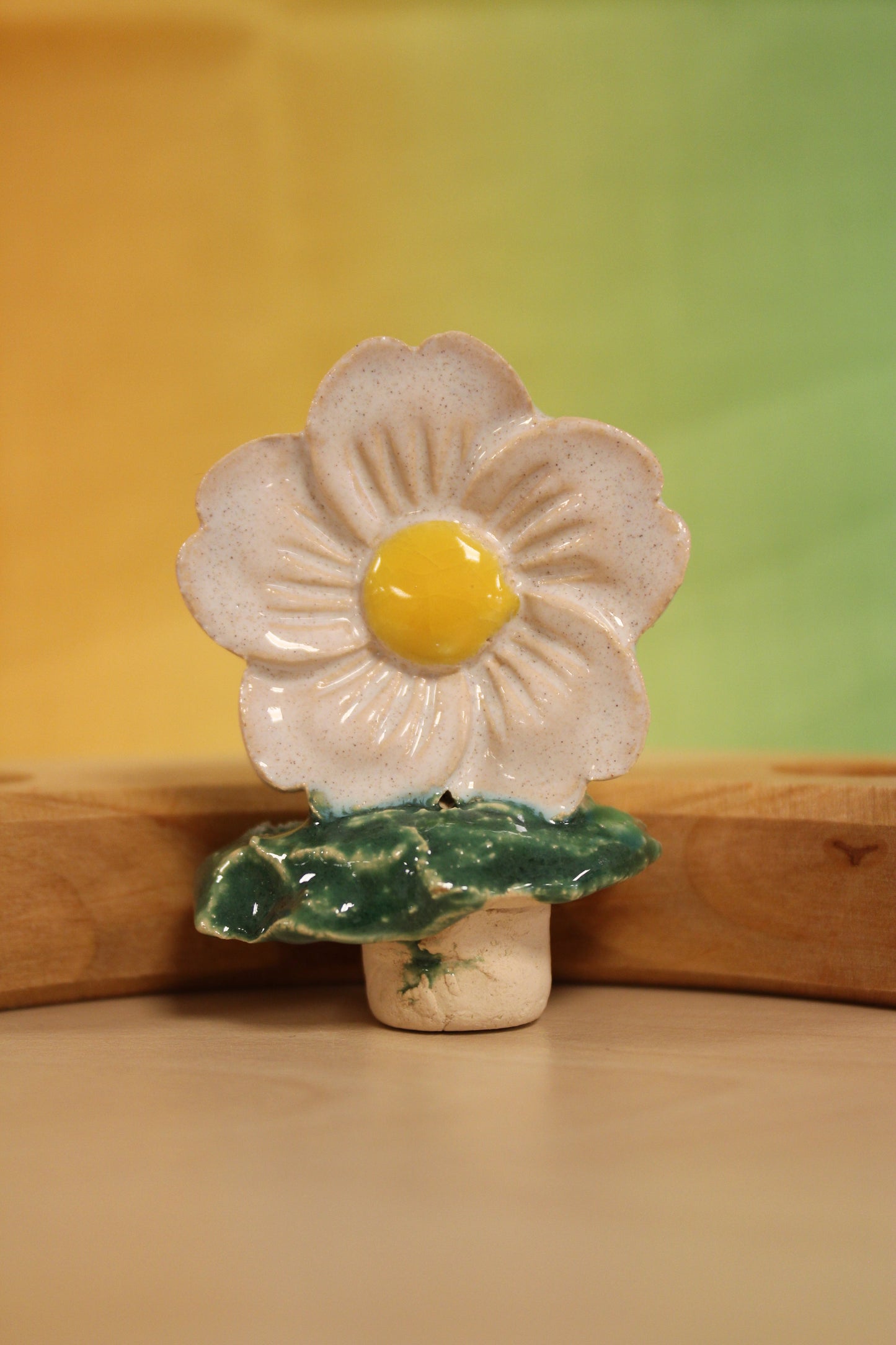 Keramiek steker witte bloem