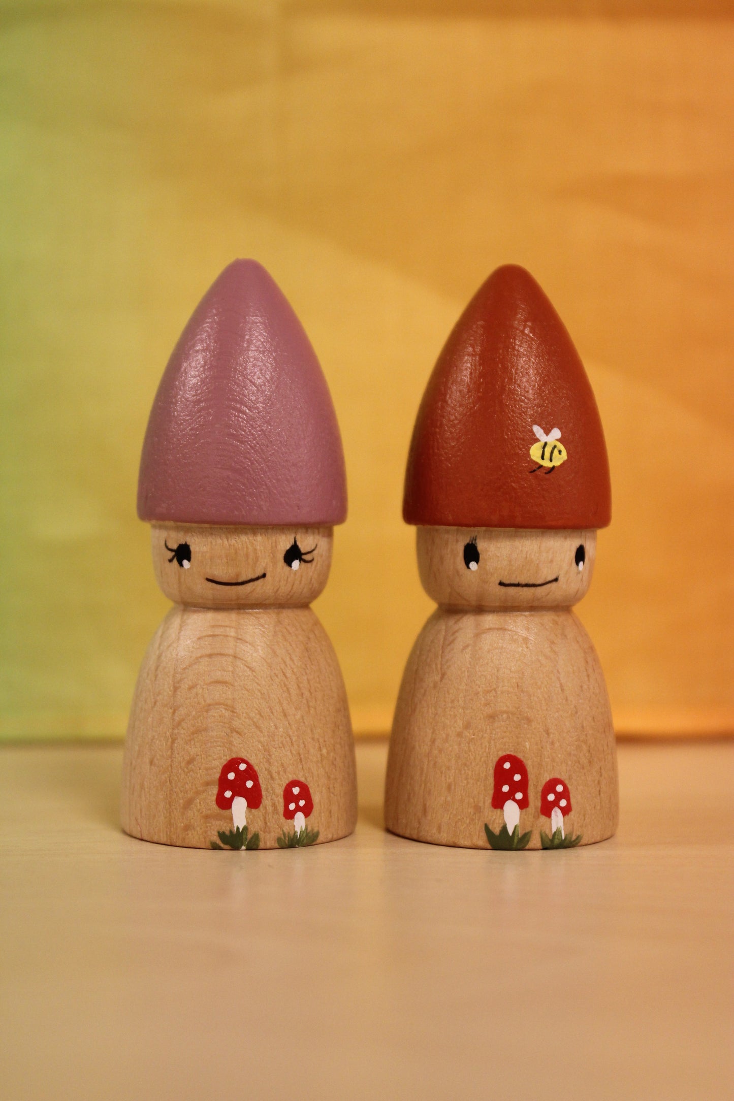 Pegdoll set van 2 paddenstoelkabouters