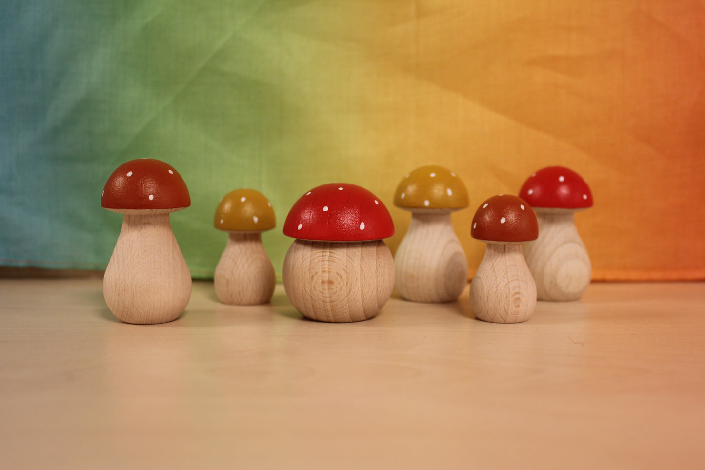 Pegdoll set van 6 paddenstoelen