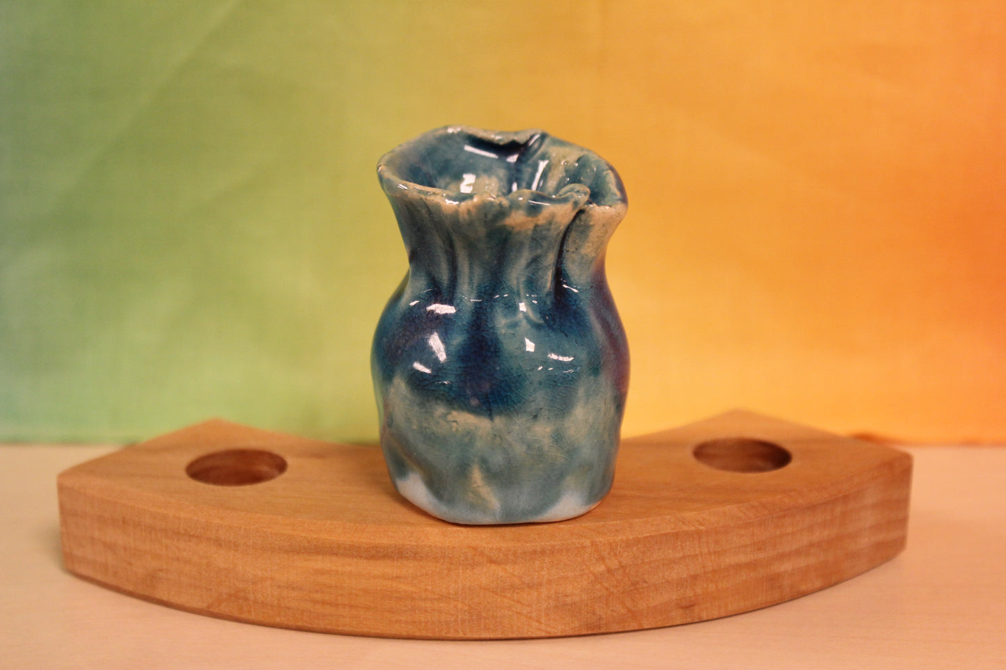 Keramiek steker vaasje blauw
