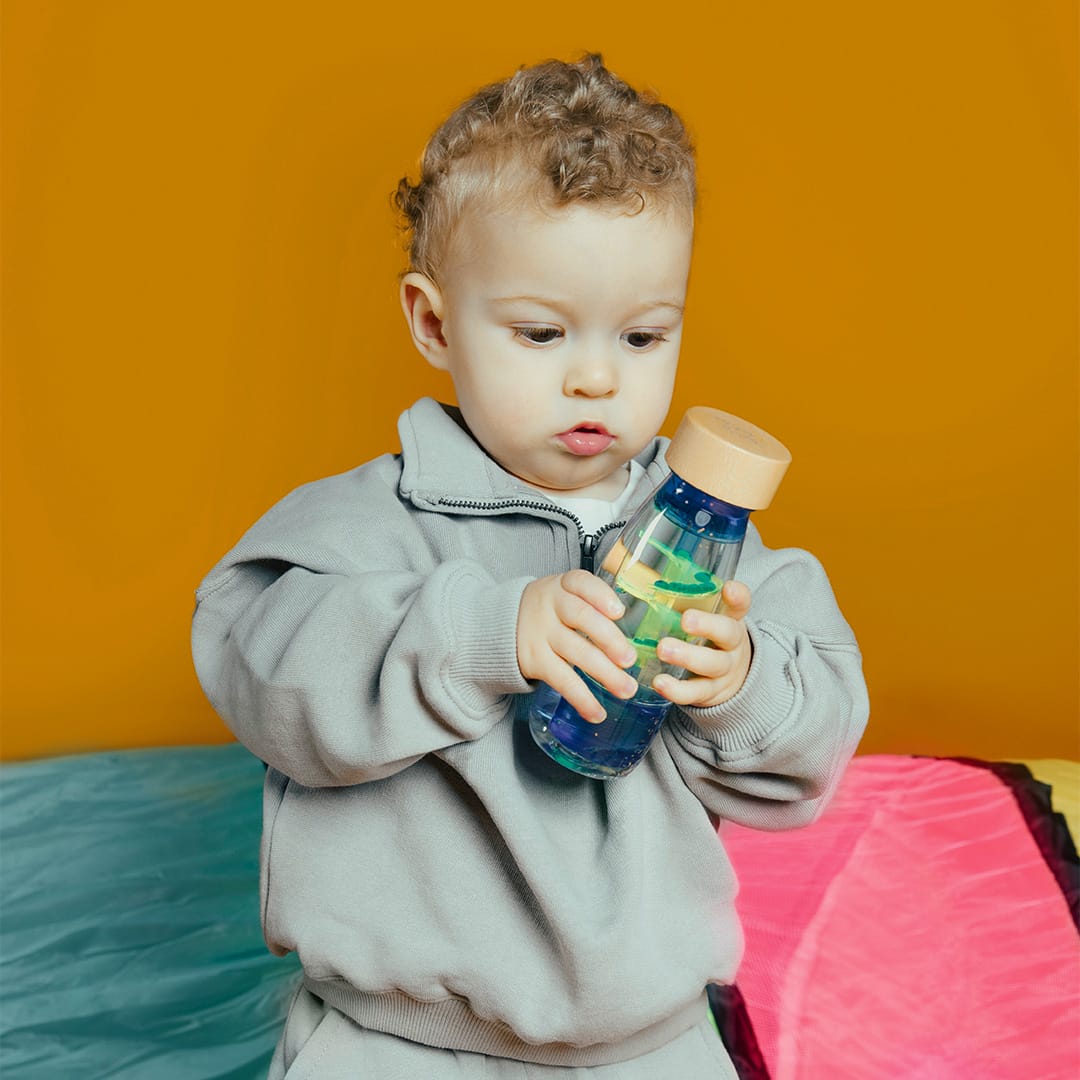 Petit Boum sensorische fles spiraal blauw