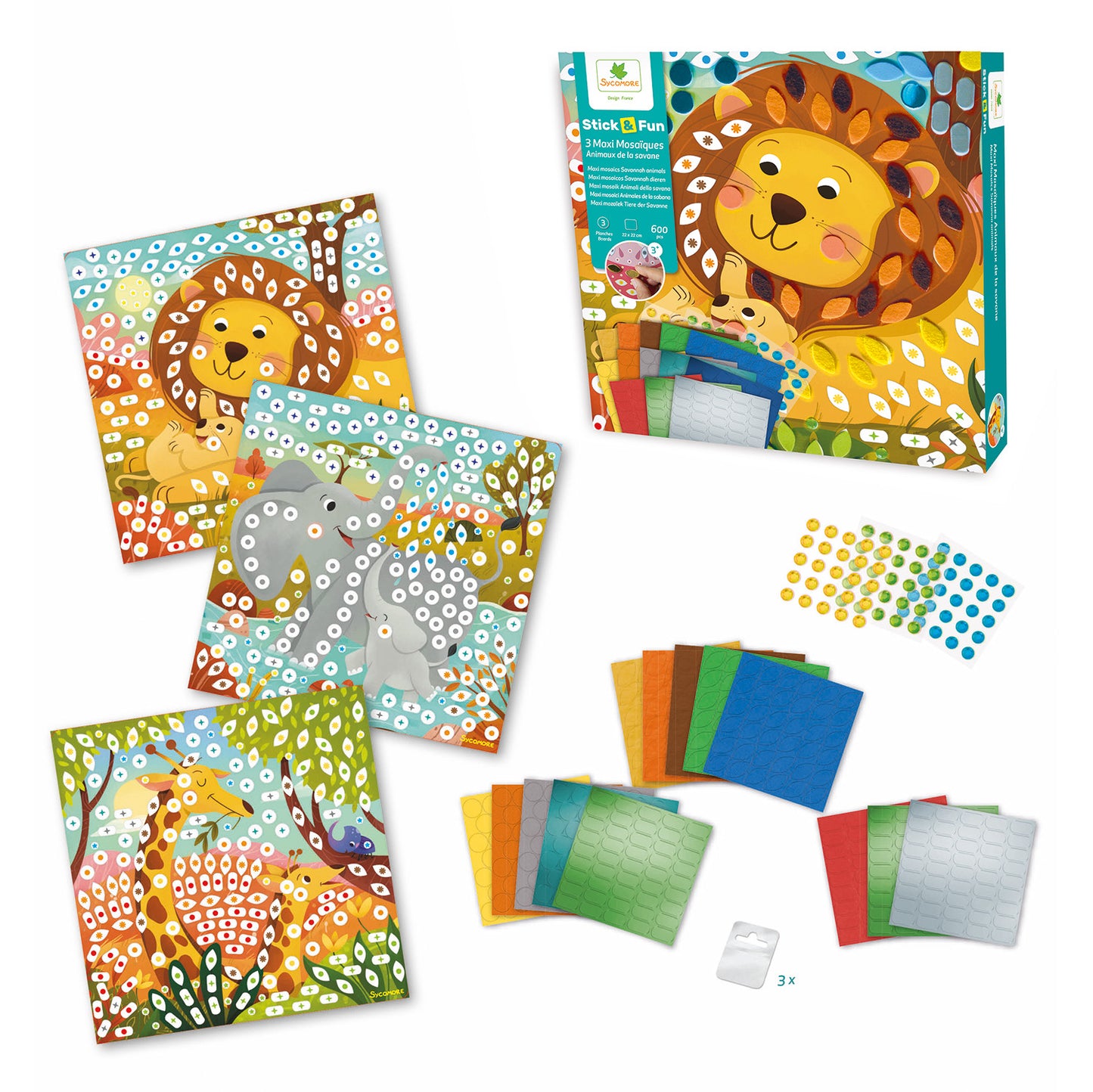 Stick & fun maxi mozaïek savannedieren 600 pcs