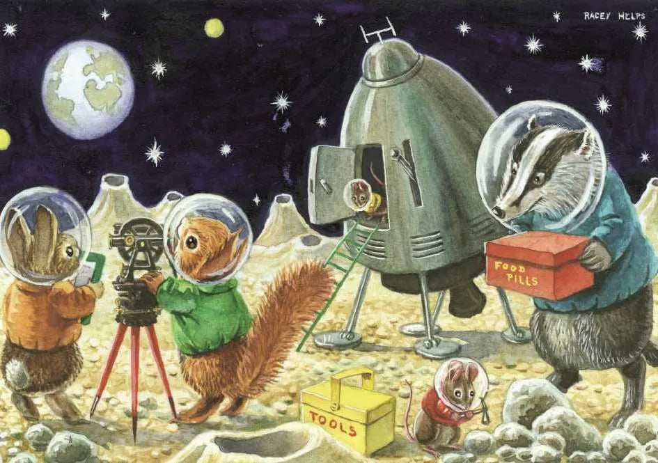 Wenskaart met envelop landing on the moon