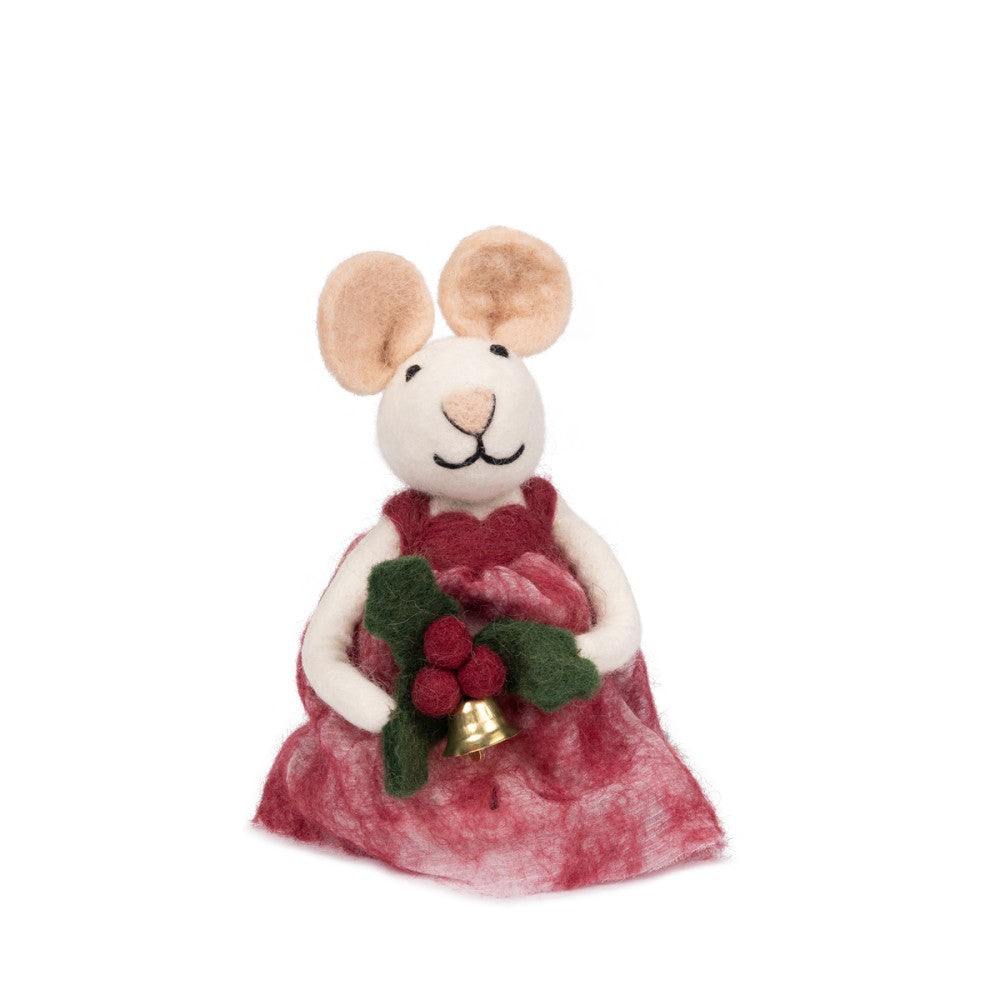 Decoratie muis met holly berry