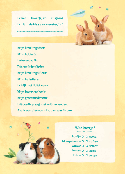 Fluffy friends vriendenboek