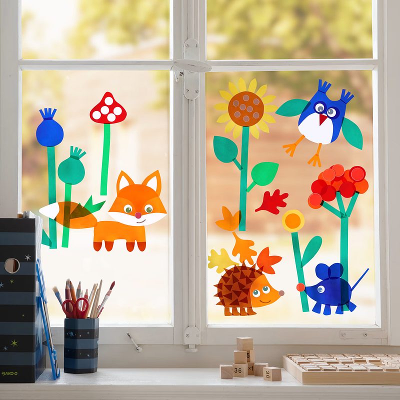 Knutselset hallo, bosdieren! Raam decoratie