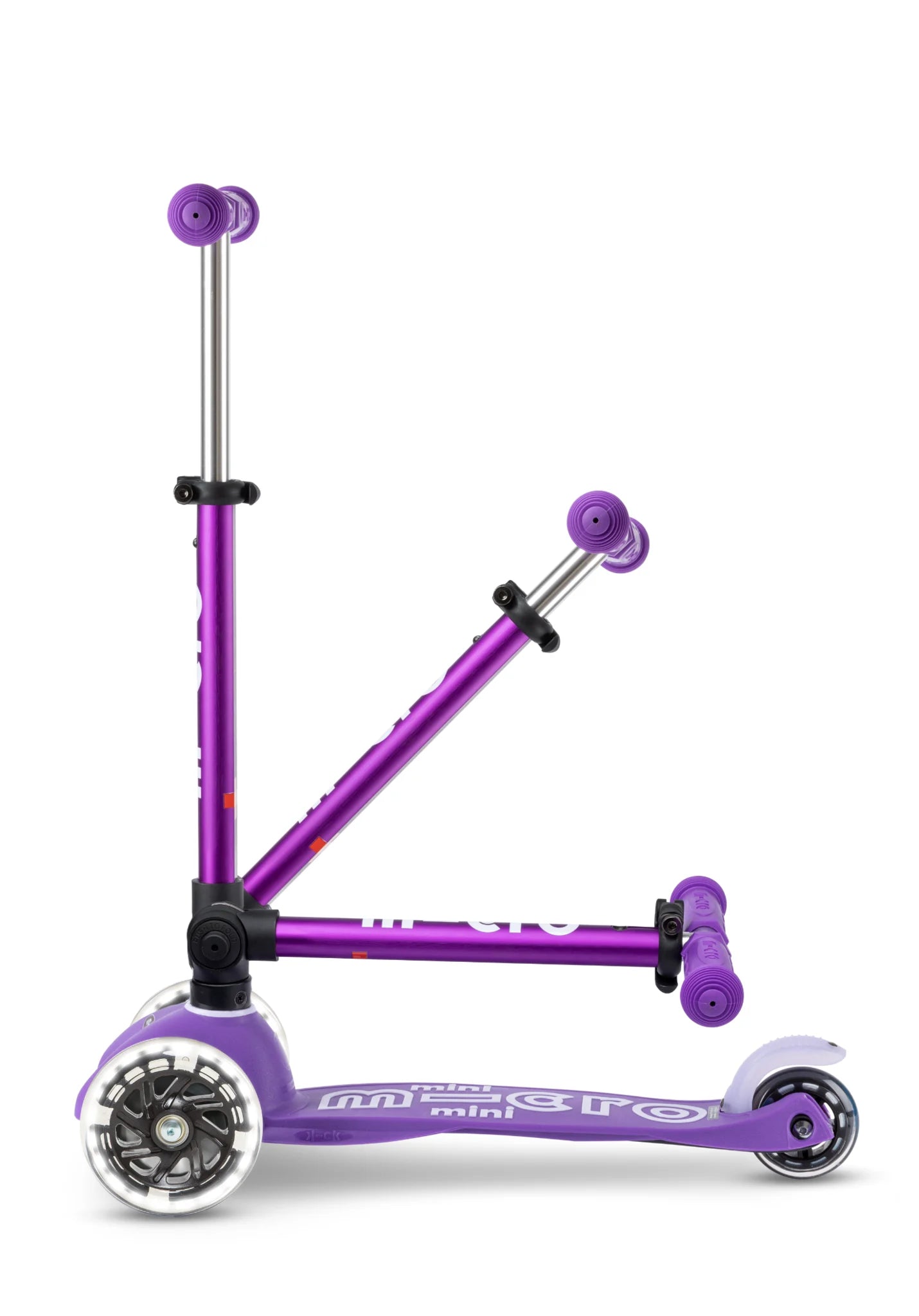 Mini micro step deluxe inklapbaar led 3-wiel paars