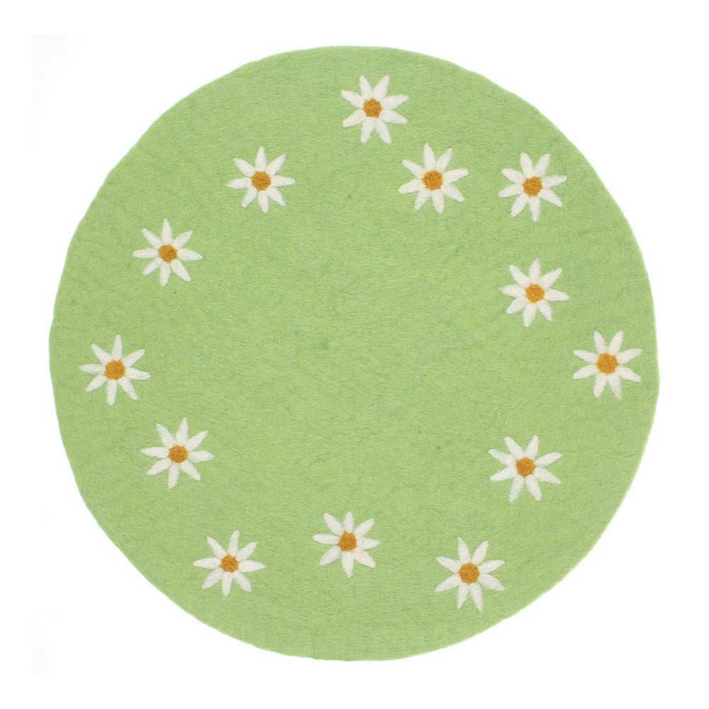 Onderzetter 35 cm margrietjes groen