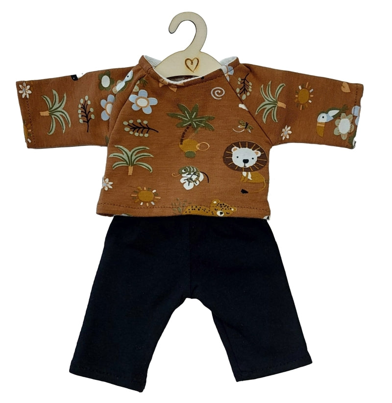 Kledingset poppenbroek en -shirt safari