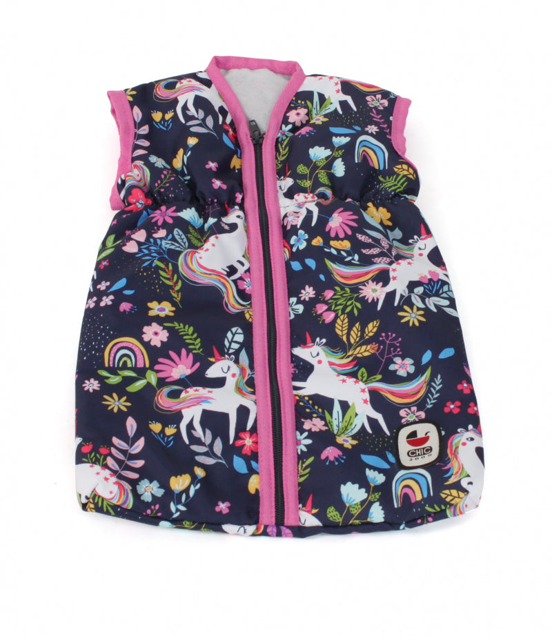 Poppenslaapzak eenhoorn donkerblauw/roze