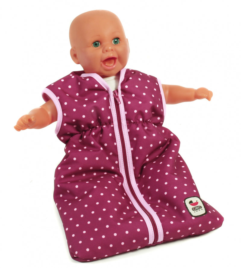 Poppenslaapzak braam met stippen