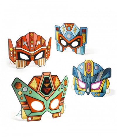 Djeco super robots 4 masks with metallic foil