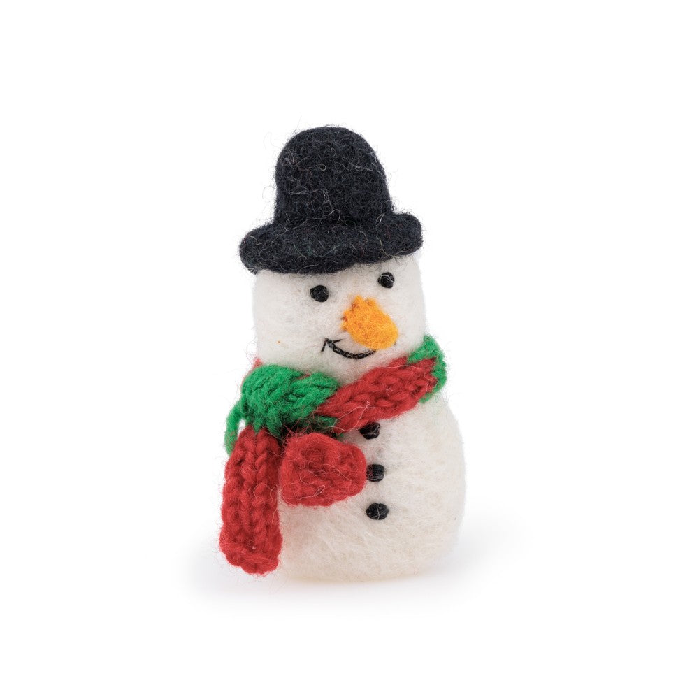 Vingerpopje sneeuwpop rood groen