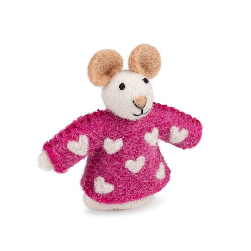 Vingerpopje muis sweetheart fuchsia
