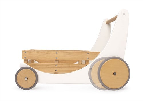 Kinderfeets 2-in-1 houten opbergkar & loopwagen wit