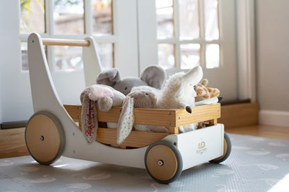 Kinderfeets 2-in-1 houten opbergkar & loopwagen wit