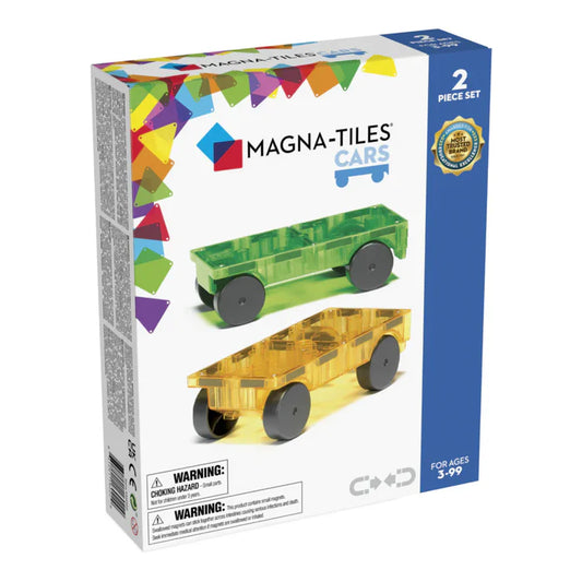Magna-tiles cars 2 stuks uitbreidingsset groen en geel