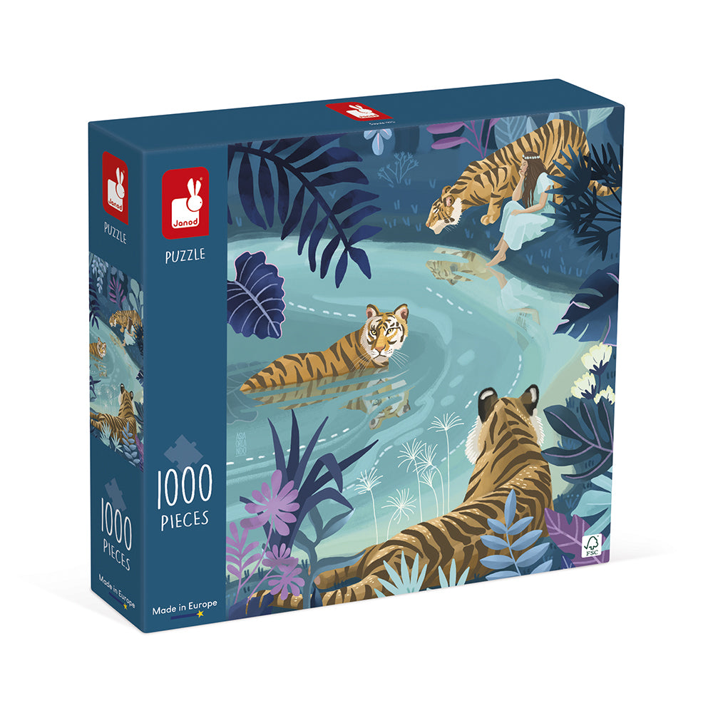 Janod kidult puzzel tijgers bij maanlicht 1000 stukjes
