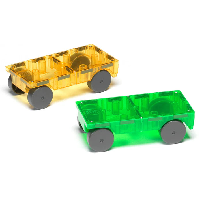 Magna-tiles cars 2 stuks uitbreidingsset groen en geel