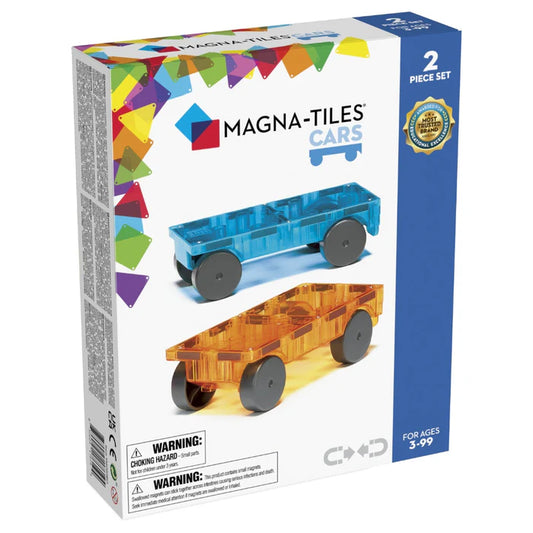 Magna-tiles cars 2 stuks uitbreidingsset blauw en geel
