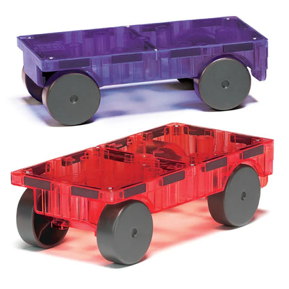 Magna-tiles cars 2 stuks uitbreidingsset paars en rood