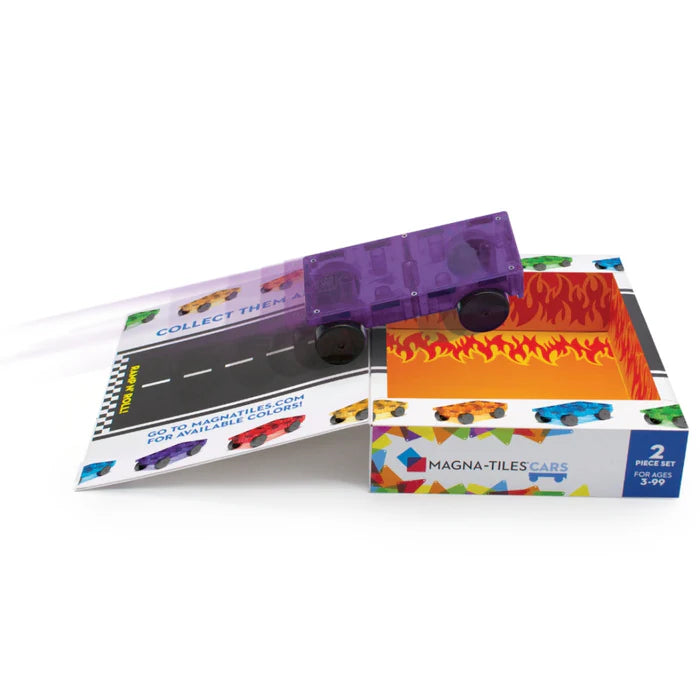 Magna-tiles cars 2 stuks uitbreidingsset paars en rood