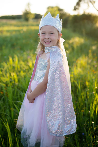 Omkeerbare sequins cape zilver/roze